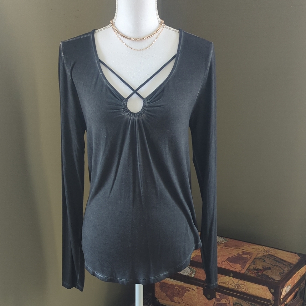 White Crow Black Cut Out Fitted Blouse